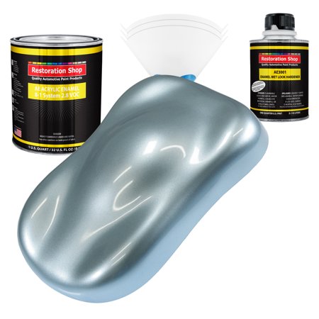 Restoration Shop - Ice Blue Metallic Acrylic Enamel Auto Paint - Complete Quart Paint Kit - Single Stage High Gloss