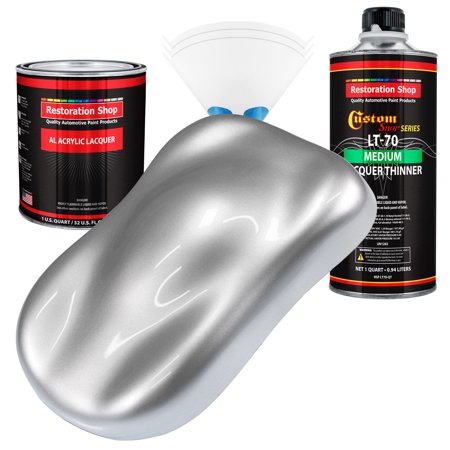 Restoration Shop - Iridium Silver Metallic Acrylic Lacquer Auto Paint - Complete Quart Paint Kit with Medium Thinner