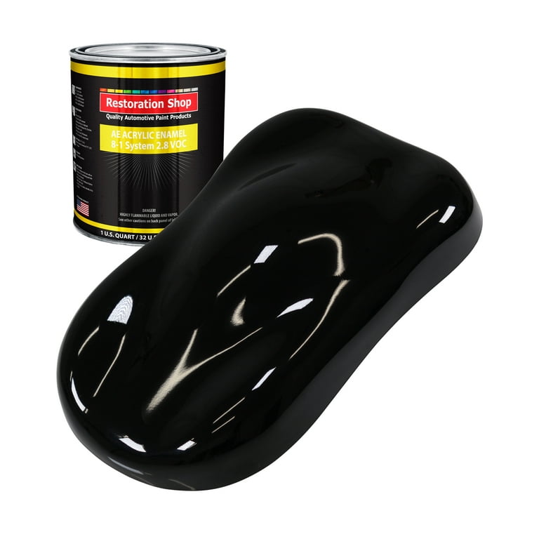 Gloss Jet Black Acrylic Enamel Single Stage Car Auto Paint Quart Kit - Restoration Shop