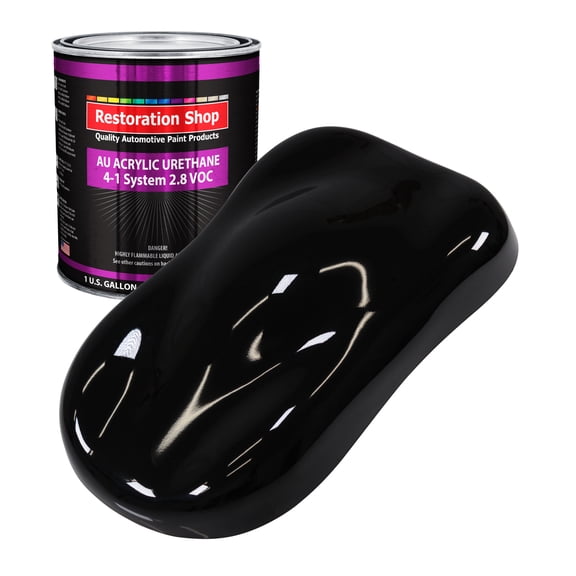 Restoration Shop Jet Black (Gloss) Acrylic Urethane Auto Paint - Gallon Paint Color Only, Single Stage High Gloss