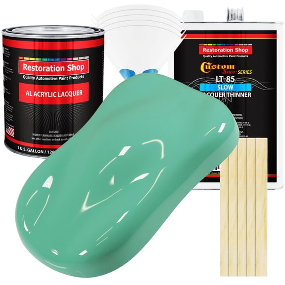 Restoration Shop - Light Aqua Acrylic Lacquer Auto Paint - Complete Gallon Paint Kit with Slow Thinner