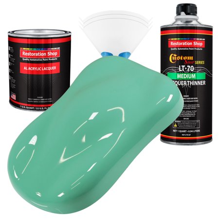 Restoration Shop - Light Aqua Acrylic Lacquer Auto Paint - Complete Quart Paint Kit with Medium Thinner