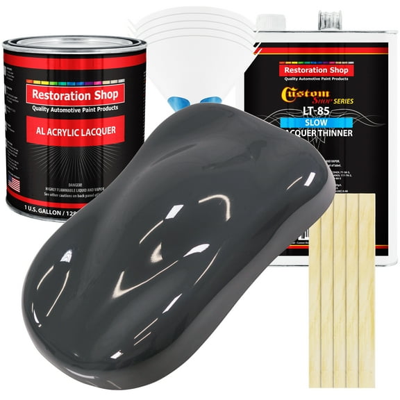 Restoration Shop - Machinery Gray Acrylic Lacquer Auto Paint - Complete Gallon Paint Kit with Slow Thinner