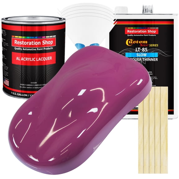 Restoration Shop - Magenta Acrylic Lacquer Auto Paint - Complete Gallon Paint Kit with Slow Thinner