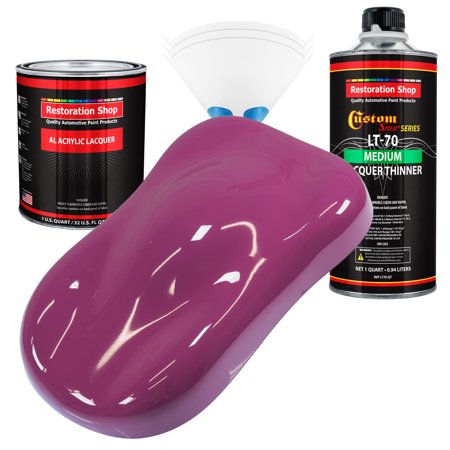 Restoration Shop - Magenta Acrylic Lacquer Auto Paint - Complete Quart Paint Kit with Medium Thinner