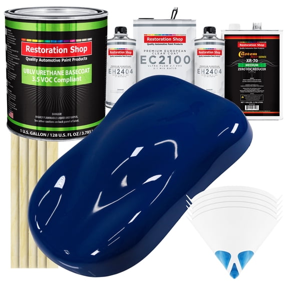 Restoration Shop - Marine Blue - Low V.O.C. Urethane Basecoat with European Clearcoat Auto Paint - Complete Gallon Paint Color Kit - Automotive Coating