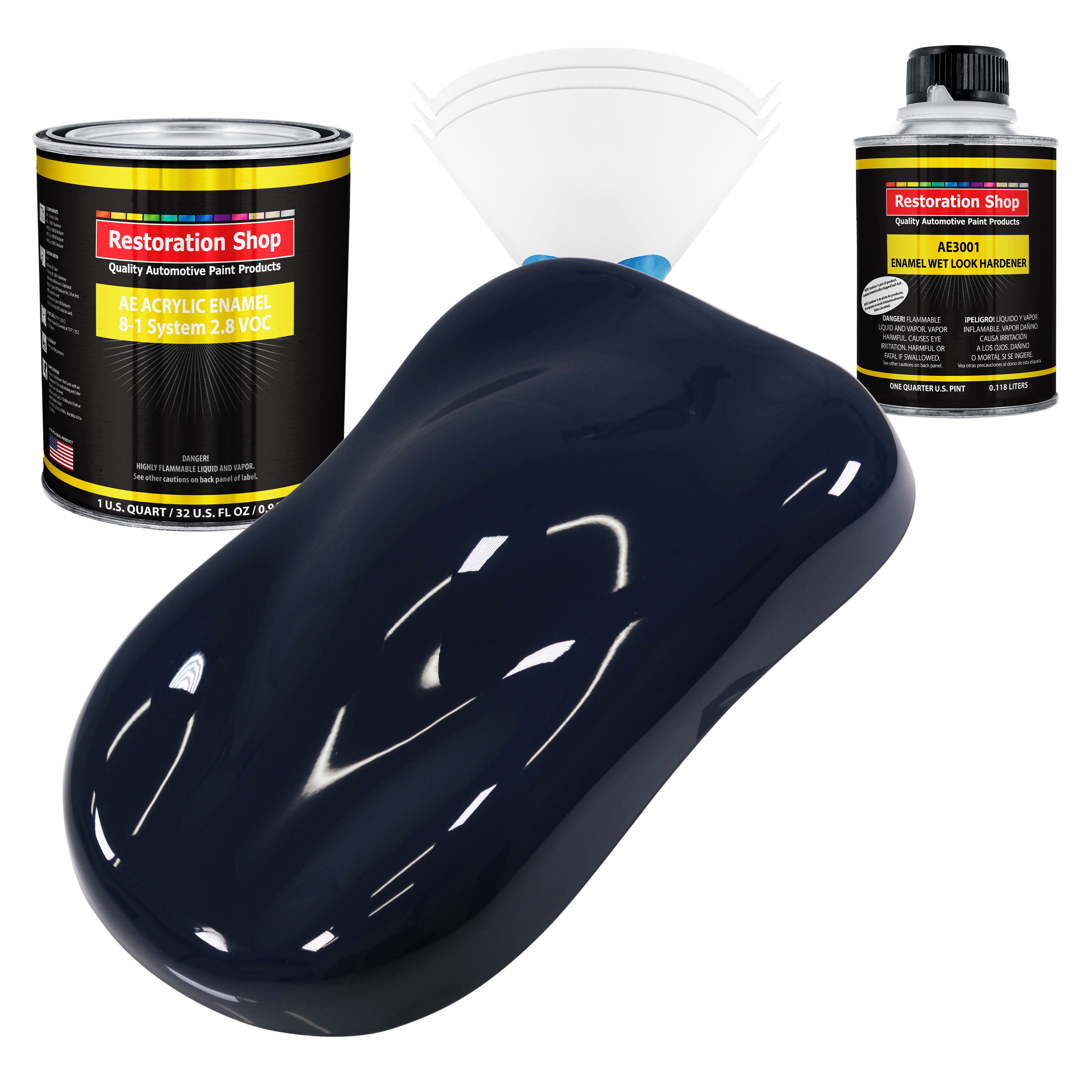 Restoration Shop - Midnight Blue Acrylic Enamel Auto Paint - Complete Quart Paint  Kit - Single Stage High Gloss 