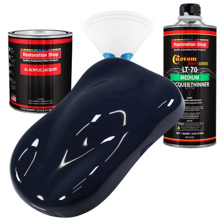 Restoration Shop - Midnight Blue Acrylic Lacquer Auto Paint - Complete Quart Paint Kit with Medium Thinner