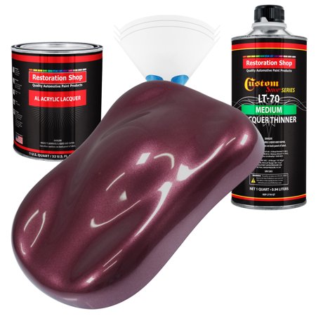 Restoration Shop - Milano Maroon Firemist Acrylic Lacquer Auto Paint - Complete Quart Paint Kit with Medium Thinner