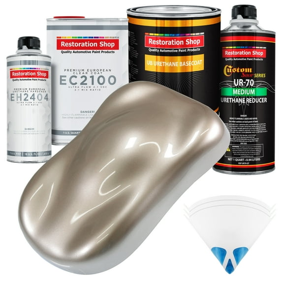 Restoration Shop - Mocha Frost Metallic Urethane Basecoat with European Clearcoat Auto Paint - Complete Quart Paint Color Kit - Automotive Refinish Coating