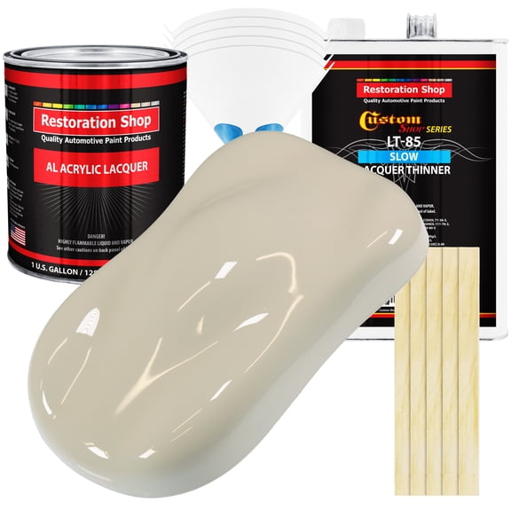 Restoration Shop - Olympic White Acrylic Lacquer Auto Paint - Complete Gallon Paint Kit with Slow Thinner