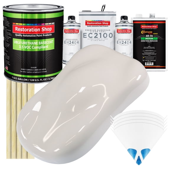 Restoration Shop - Oxford White - Low V.O.C. Urethane Basecoat with European Clearcoat Auto Paint - Complete Gallon Paint Color Kit - Automotive Coating