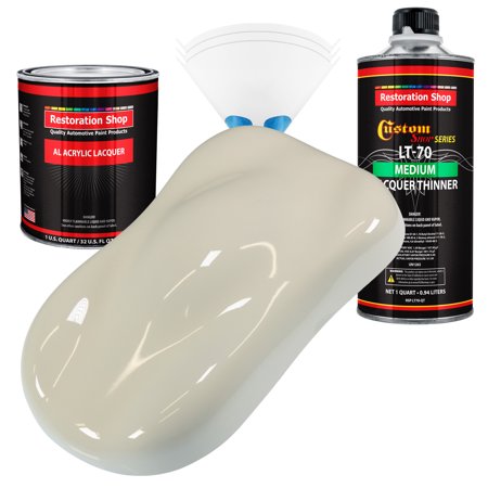Restoration Shop - Performance Bright White Acrylic Lacquer Auto Paint - Complete Quart Paint Kit with Medium Thinner