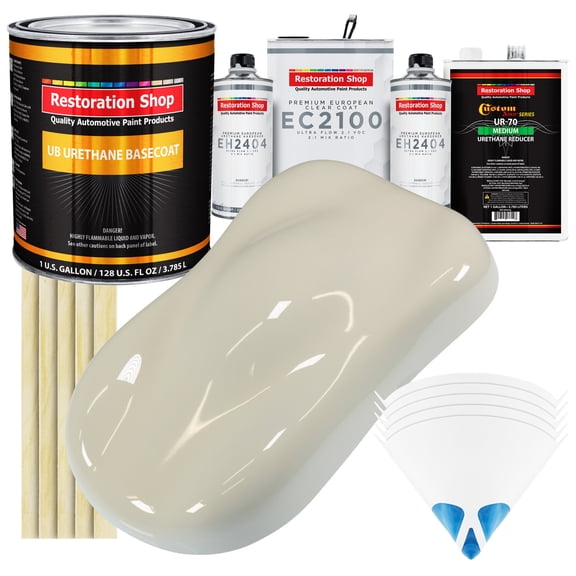 Restoration Shop - Performance Bright White Urethane Basecoat with European Clearcoat Auto Paint - Complete Gallon Paint Color Kit - Automotive Refinish Coating