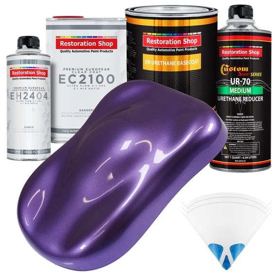 Restoration Shop - Plum Crazy Metallic Urethane Basecoat with European Clearcoat Auto Paint - Complete Quart Paint Color Kit - Automotive Refinish Coating