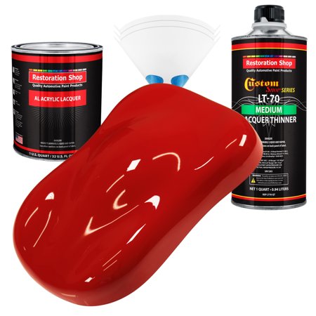Restoration Shop - Pro Street Red Acrylic Lacquer Auto Paint - Complete Quart Paint Kit with Medium Thinner