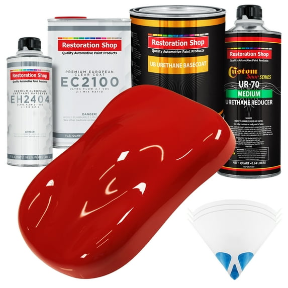 Restoration Shop - Pro Street Red Urethane Basecoat with European Clearcoat Auto Paint - Complete Quart Paint Color Kit - Automotive Refinish Coating