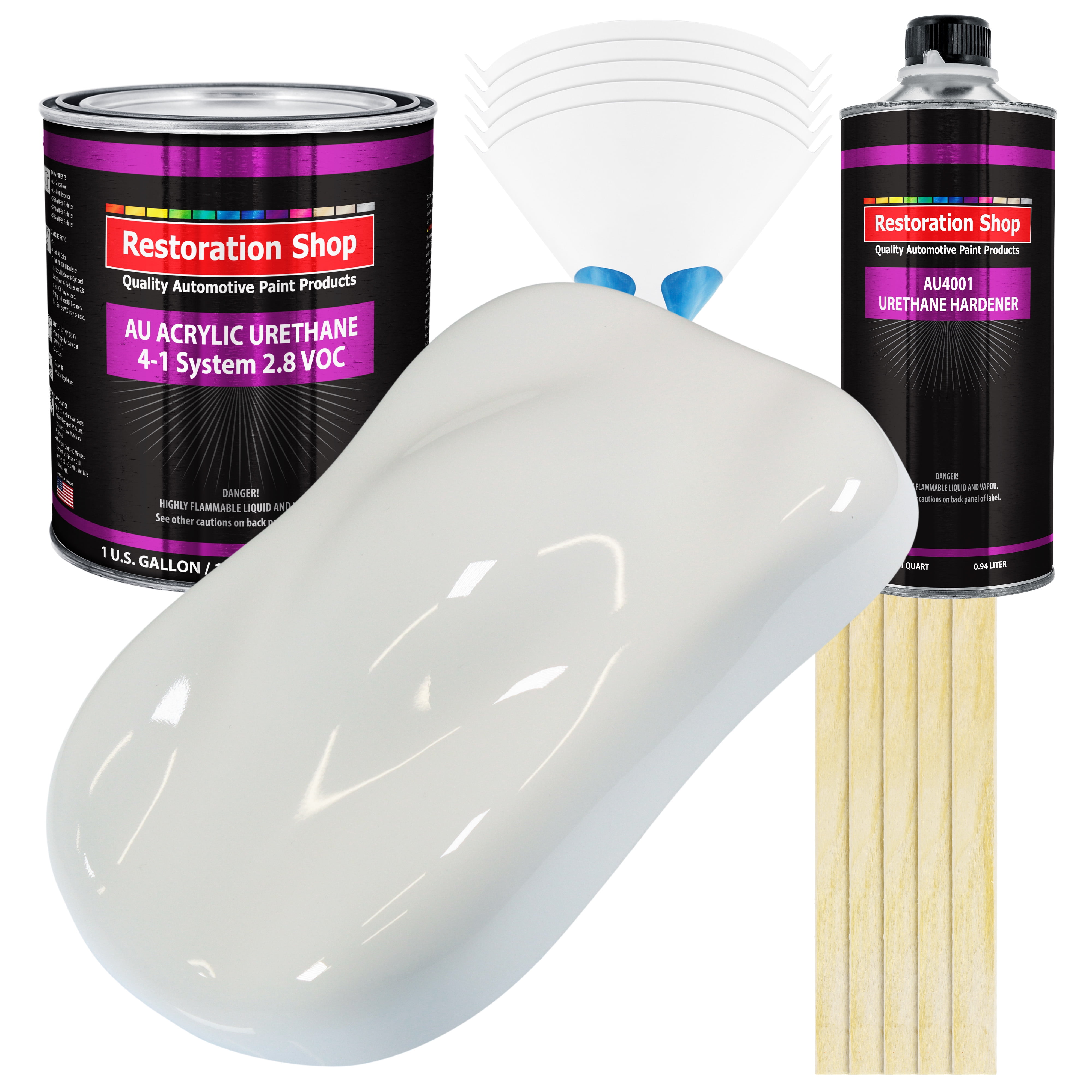 Restoration Shop Pure White Acrylic Urethane Auto Paint Complete Gallon Paint Kit, Single Stage High Gloss