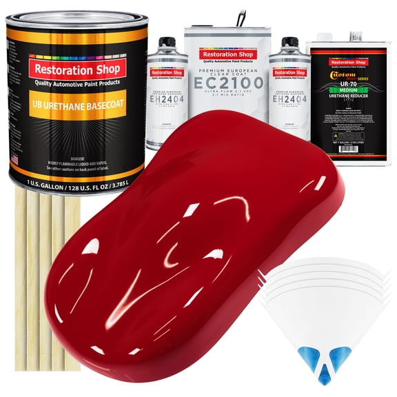 Restoration Shop - Quarter Mile Red Urethane Basecoat with European Clearcoat Auto Paint - Complete Gallon Paint Color Kit - Automotive Refinish Coating