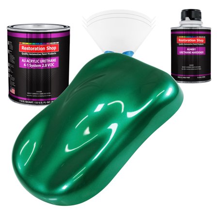 Restoration Shop Rally Green Metallic Acrylic Urethane Auto Paint Complete Quart Paint Kit, Single Stage High Gloss