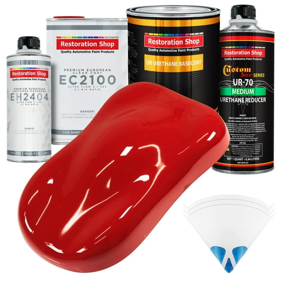 Restoration Shop - Rally Red Urethane Basecoat with European Clearcoat Auto Paint - Complete Quart Paint Color Kit - Automotive Refinish Coating