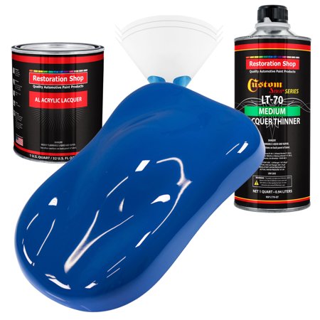 Restoration Shop - Reflex Blue Acrylic Lacquer Auto Paint - Complete Quart Paint Kit with Medium Thinner