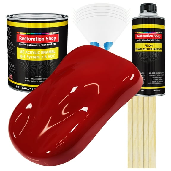 Restoration Shop - Regal Red Acrylic Enamel Auto Paint, Complete Gallon Paint Kit, Single Stage High Gloss