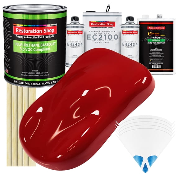 Restoration Shop - Regal Red - Low V.O.C. Urethane Basecoat with European Clearcoat Auto Paint - Complete Gallon Paint Color Kit - Automotive Coating