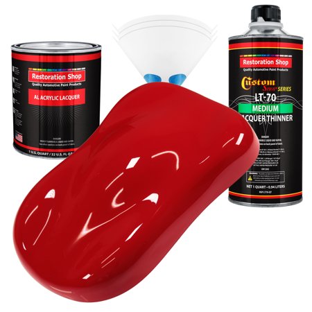 Restoration Shop - Reptile Red Acrylic Lacquer Auto Paint - Complete Quart Paint Kit with Medium Thinner