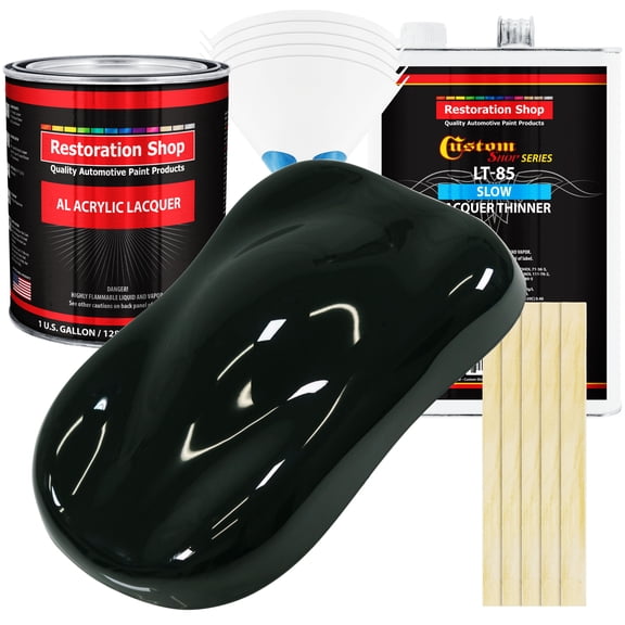 Restoration Shop - Rock Moss Green Acrylic Lacquer Auto Paint - Complete Gallon Paint Kit with Slow Thinner