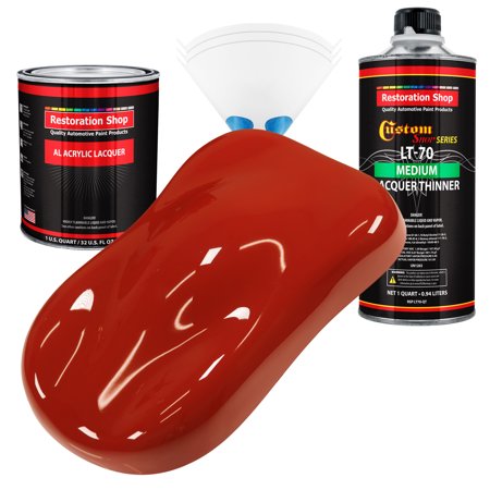 Restoration Shop - Scarlet Red Acrylic Lacquer Auto Paint - Complete Quart Paint Kit with Medium Thinner