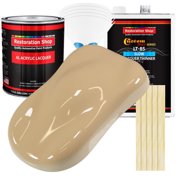 Restoration Shop - Shoreline Beige Acrylic Lacquer Auto Paint - Complete Gallon Paint Kit with Slow Thinner