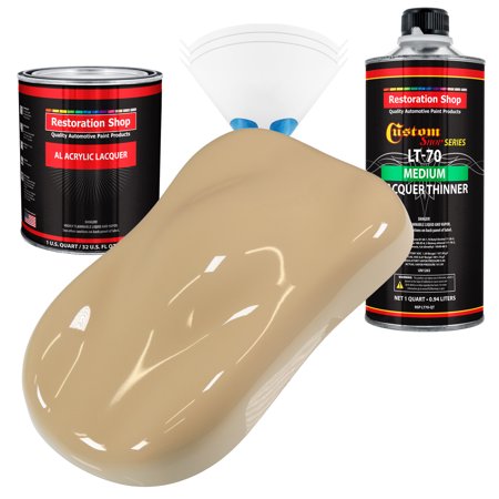 Restoration Shop - Shoreline Beige Acrylic Lacquer Auto Paint - Complete Quart Paint Kit with Medium Thinner