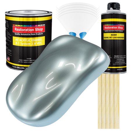 Restoration Shop - Silver Blue Metallic Acrylic Enamel Auto Paint, Complete Gallon Paint Kit, Single Stage High Gloss