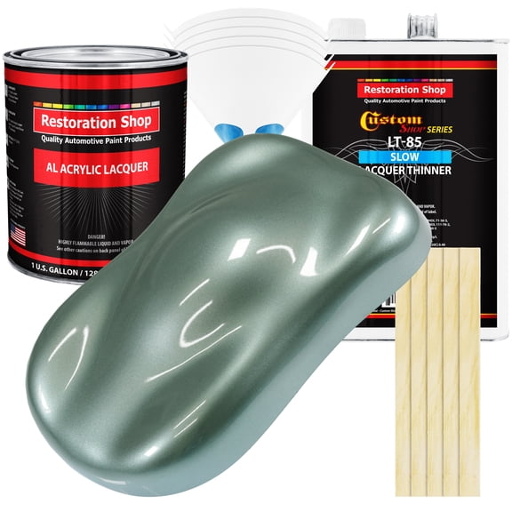 Restoration Shop - Slate Green Metallic Acrylic Lacquer Auto Paint - Complete Gallon Paint Kit with Slow Thinner