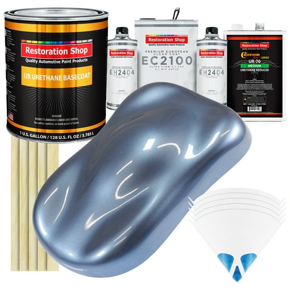 Restoration Shop - Sonic Blue Metallic Urethane Basecoat with European Clearcoat Auto Paint - Complete Gallon Paint Color Kit - Automotive Refinish Coating