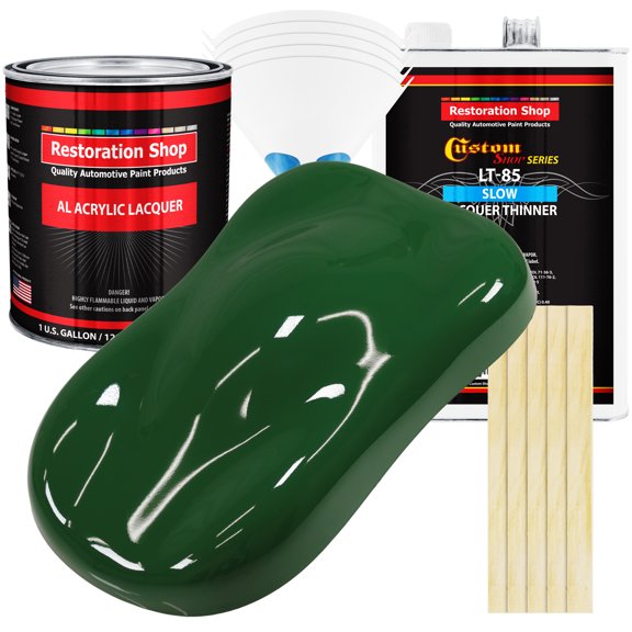 Restoration Shop - Speed Green Acrylic Lacquer Auto Paint - Complete Gallon Paint Kit with Slow Thinner
