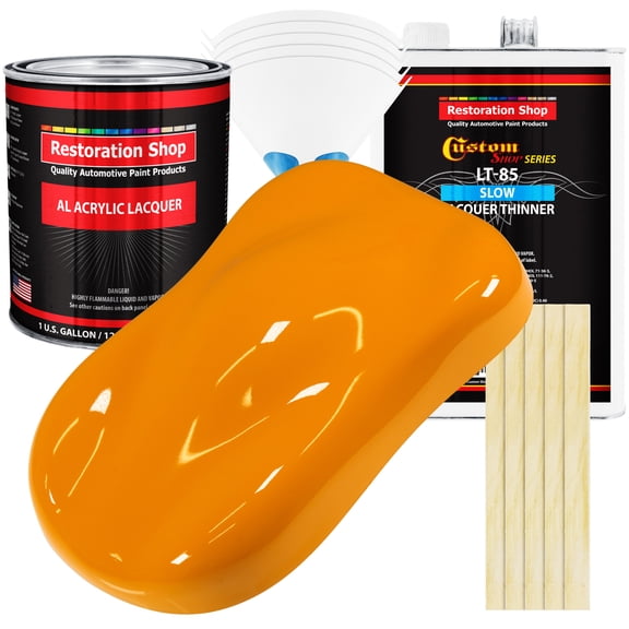 Restoration Shop - Speed Yellow Acrylic Lacquer Auto Paint - Complete Gallon Paint Kit with Slow Thinner