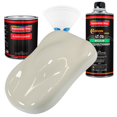 Restoration Shop - Spinnaker White Acrylic Lacquer Auto Paint - Complete Quart Paint Kit with Medium Thinner