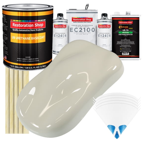 Restoration Shop - Spinnaker White Urethane Basecoat with European Clearcoat Auto Paint - Complete Gallon Paint Color Kit - Automotive Refinish Coating