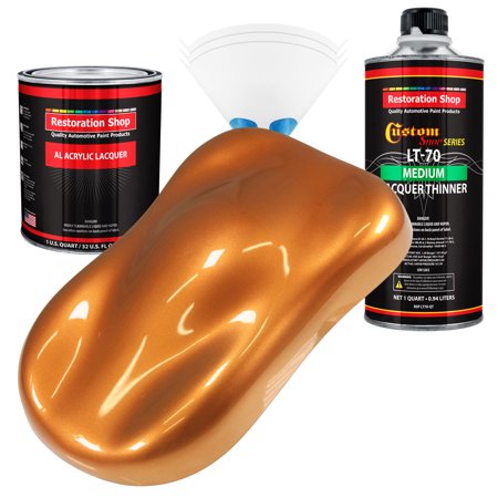 Restoration Shop - Sunburst Orange Metallic Acrylic Lacquer Auto Paint - Complete Quart Paint Kit with Medium Thinner