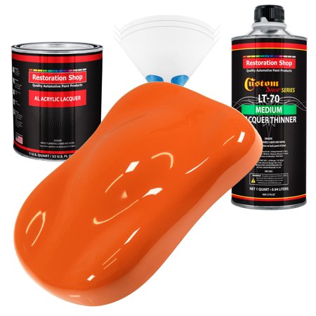 Restoration Shop - Sunset Orange Acrylic Lacquer Auto Paint - Complete Quart Paint Kit with Medium Thinner