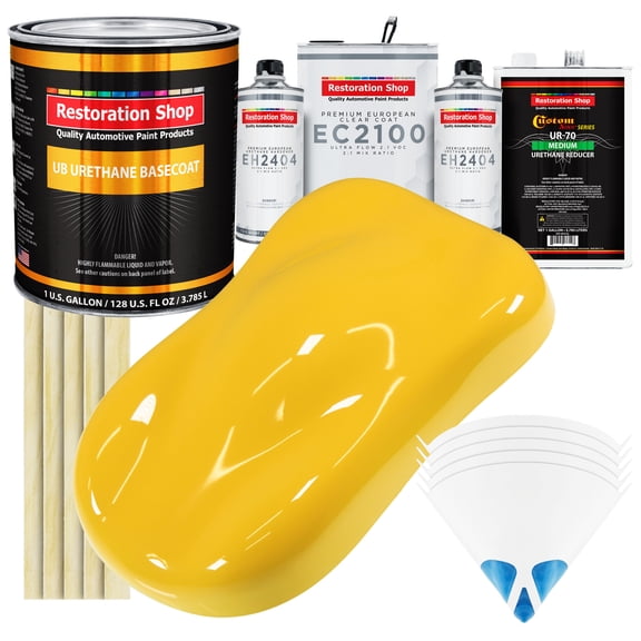 Restoration Shop - Sunshine Yellow Urethane Basecoat with European Clearcoat Auto Paint - Complete Gallon Paint Color Kit - Automotive Refinish Coating