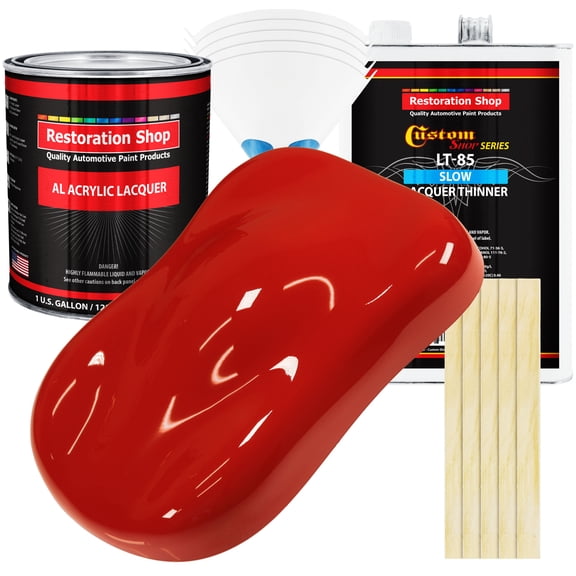 Restoration Shop - Swift Red Acrylic Lacquer Auto Paint - Complete Gallon Paint Kit with Slow Thinner