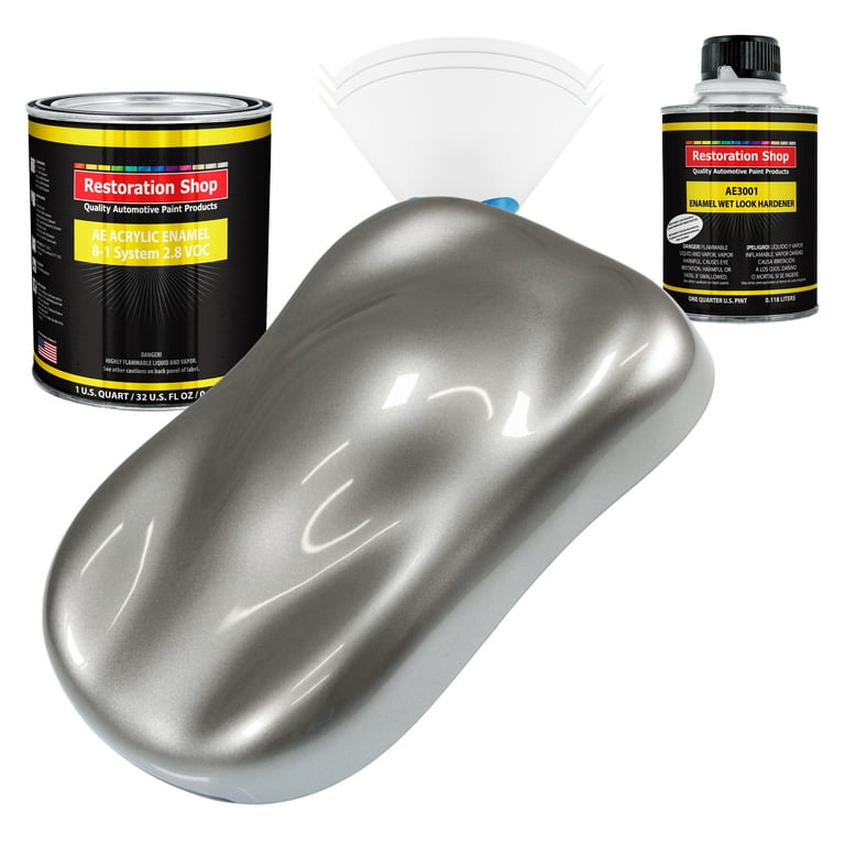 Titanium Gray Metallic Acrylic Lacquer Single Stage Car Auto Paint Complete Medium Quart Kit - Restoration Shop