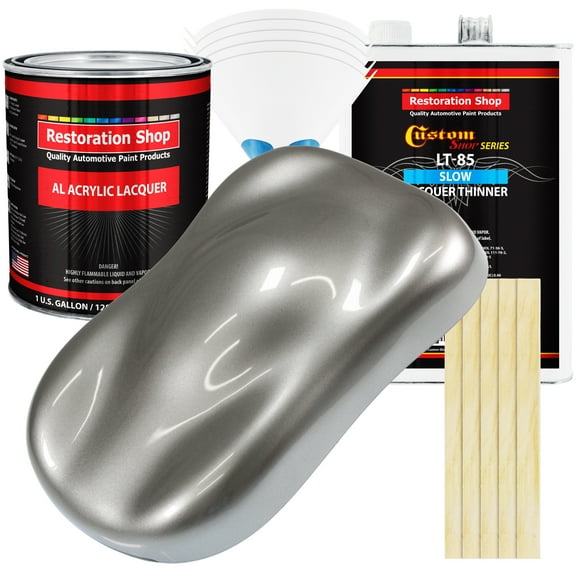 Restoration Shop - Titanium Gray Metallic Acrylic Lacquer Auto Paint - Complete Gallon Paint Kit with Slow Thinner