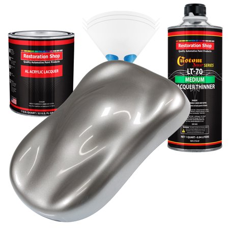 Restoration Shop - Titanium Gray Metallic Acrylic Lacquer Auto Paint - Complete Quart Paint Kit with Medium Thinner