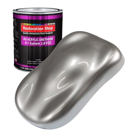 Restoration Shop Titanium Gray Metallic Acrylic Urethane Auto Paint - Gallon Paint Color Only, Single Stage High Gloss