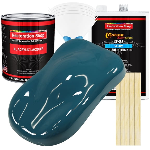 Restoration Shop - Transport Blue Acrylic Lacquer Auto Paint - Complete Gallon Paint Kit with Slow Thinner