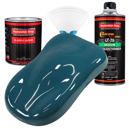 Restoration Shop - Transport Blue Acrylic Lacquer Auto Paint - Complete Quart Paint Kit with Medium Thinner